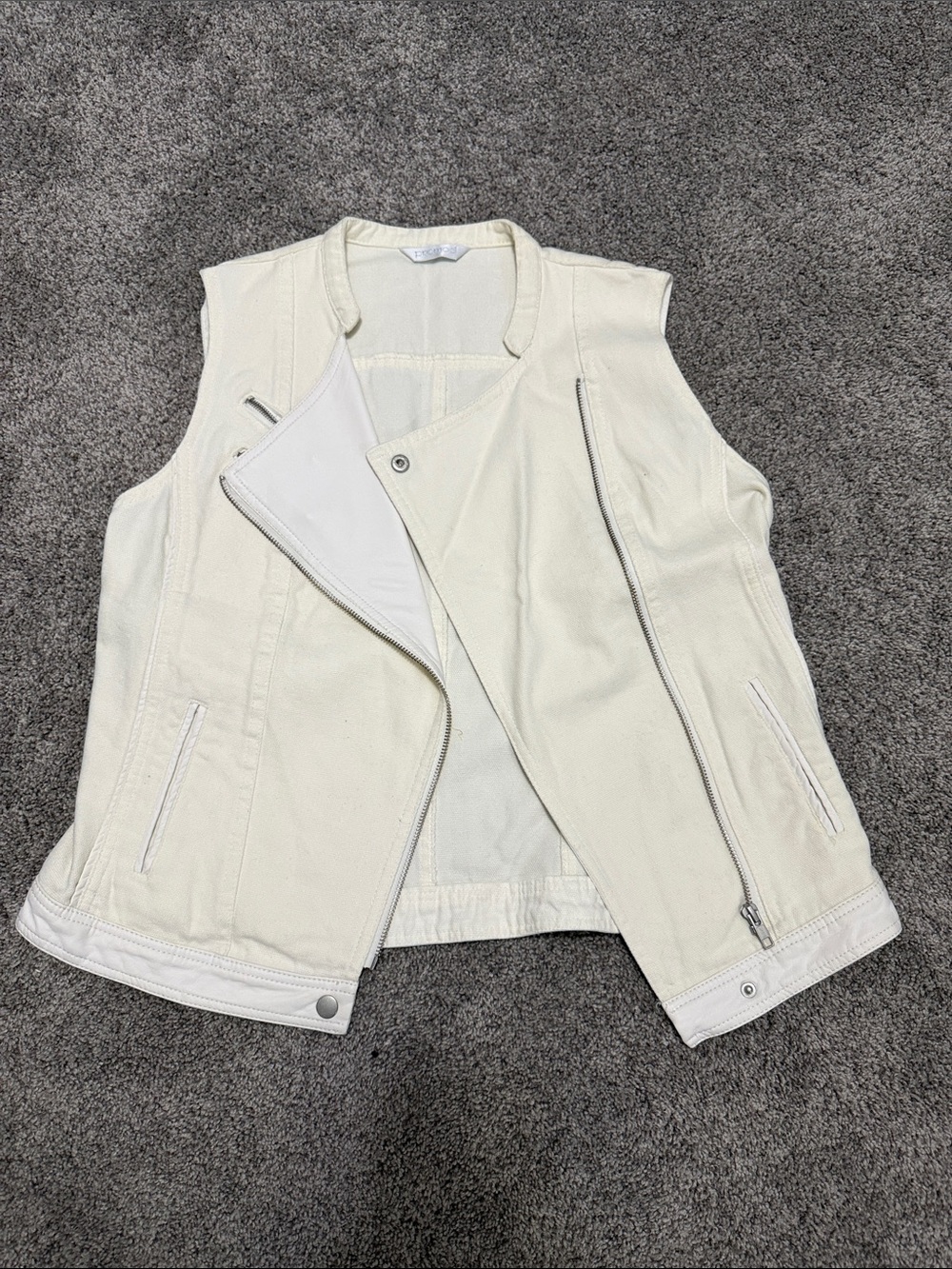 Promod Cream Sleeveless Biker Vest